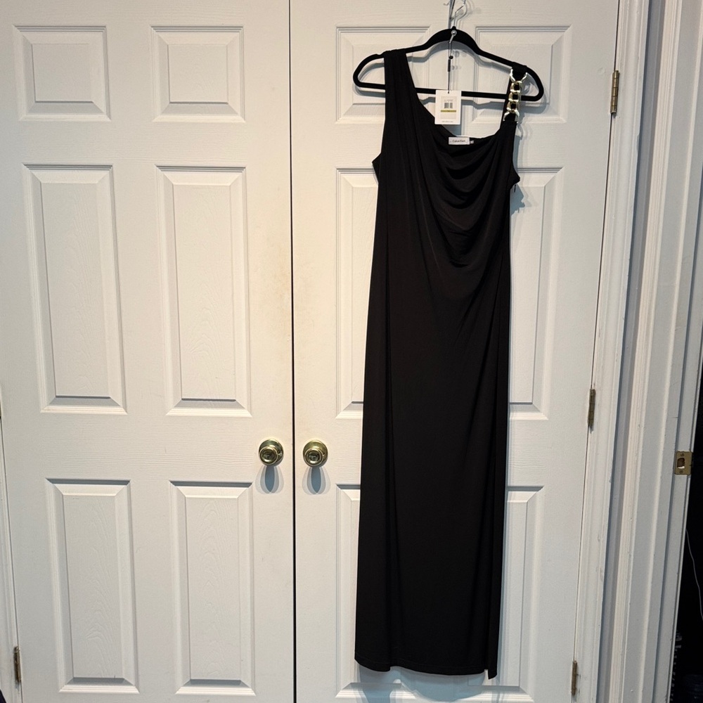 Calvin Klein Black One Shoulder Dress